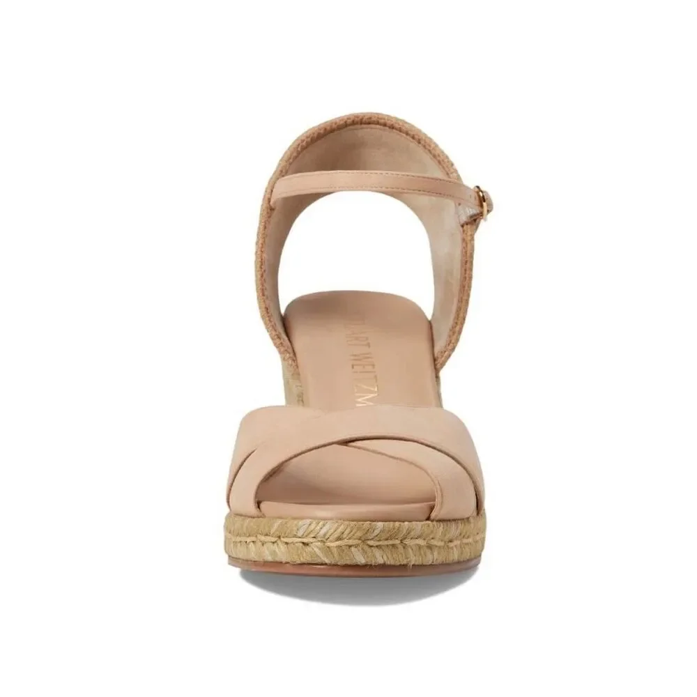 Stuart Weitzman Mirela 11 suede cross front espadrille sandals 6